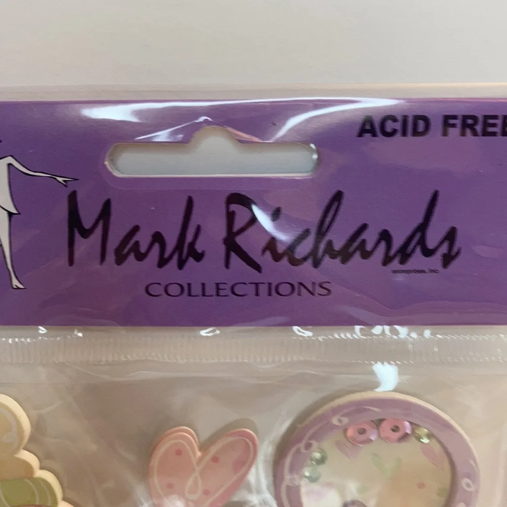 Mark Richards Scrapbook Stickers Card Making Baby Girl Rattle Bottle Paper Craft